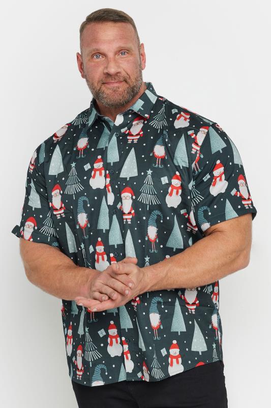 Men's  KAM Big & Tall Christmas Print Short Sleeve Shirt