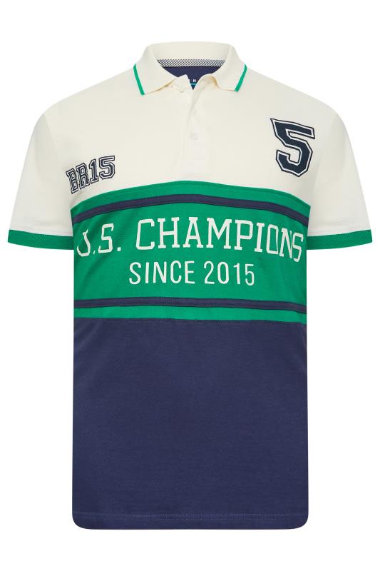 BadRhino Big & Tall Navy Blue & Green BR15 Champions Polo Shirt | BadRhino 3