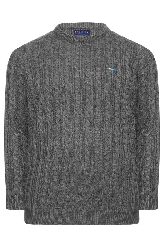 BadRhino Charcoal Grey Essential Cable Knitted Jumper | BadRhino 3
