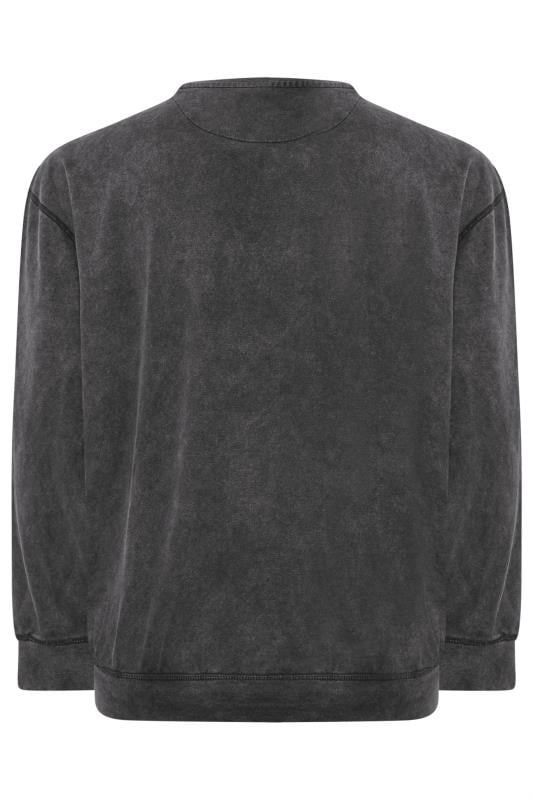 KAM Big & Tall Black Embossed Crew Neck Sweatshirt | BadRhino 2