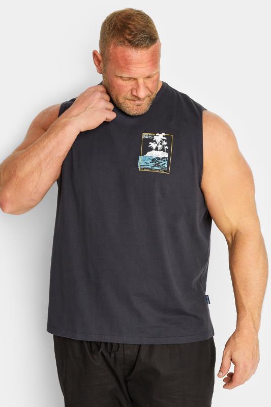 Men's  BadRhino Big & Tall Charcoal Grey Beach Print Vest Top