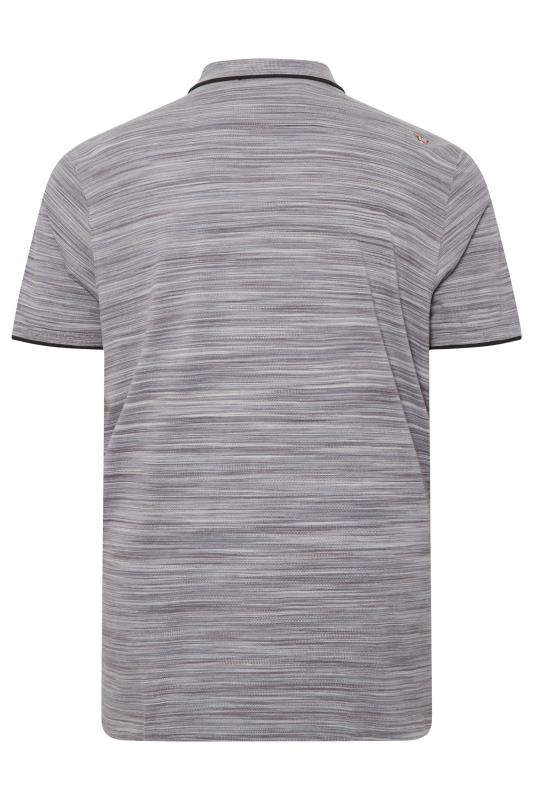 D555 Big & Tall Grey Marl Contrast Trim Polo Shirt | BadRhino 4