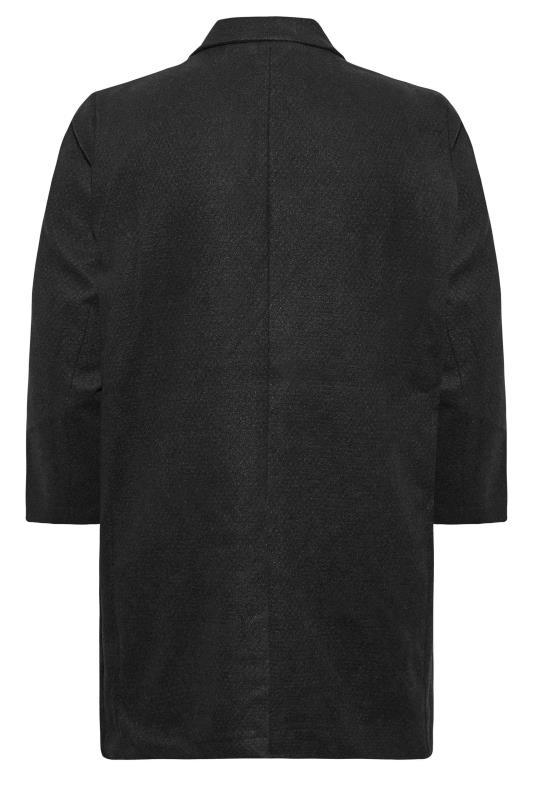 JACK & JONES Big & Tall Black Single Breasted Textured Coat | BadRhino 4