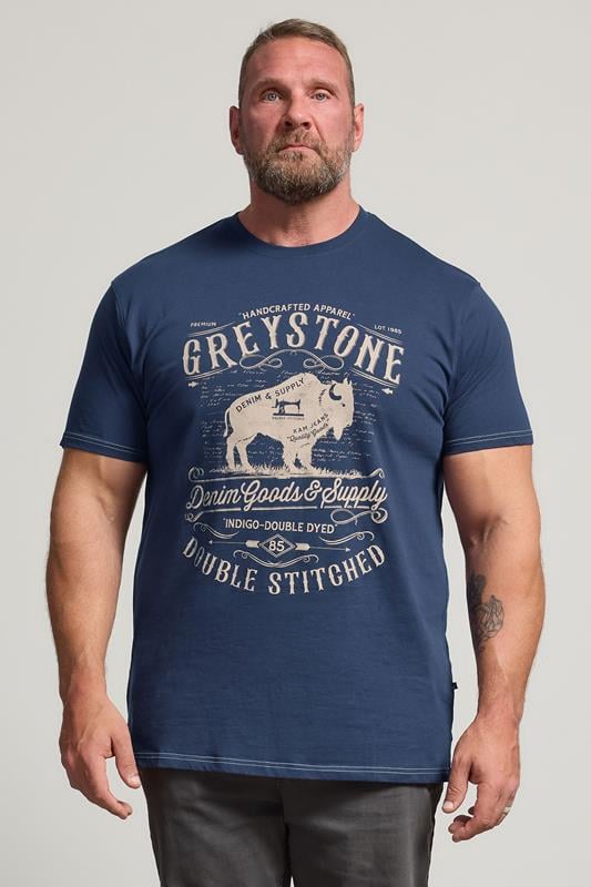  KAM Big & Tall Navy Blue 'Greystone' Graphic Print T-Shirt