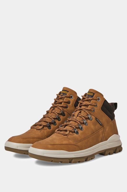 JACK & JONES Camel Brown Lace Up Hiking Boots | BadRhino 1