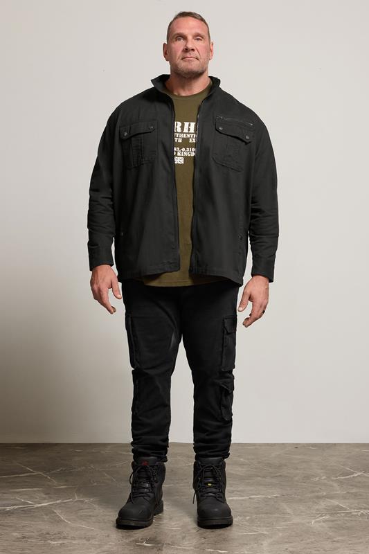 BadRhino Big & Tall Black Cotton Zip Through Jacket | BadRhino 3