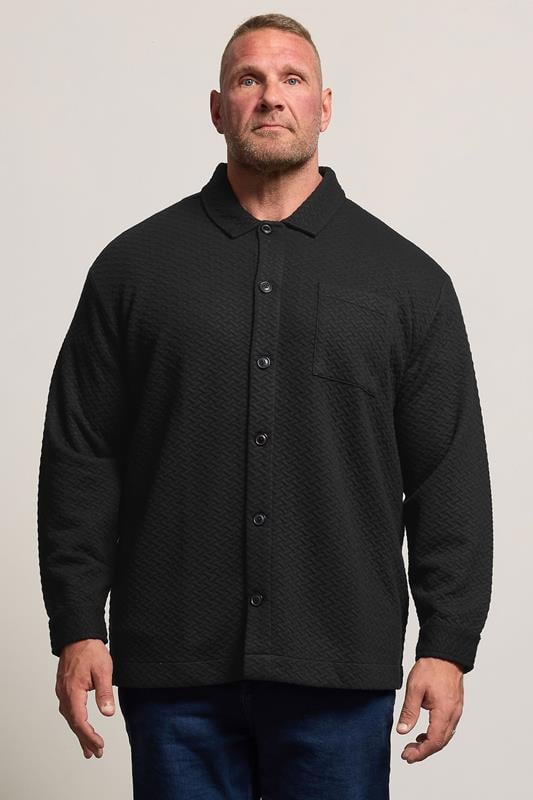 Men's  BadRhino Big & Tall Black Jersey Textured Overshirt