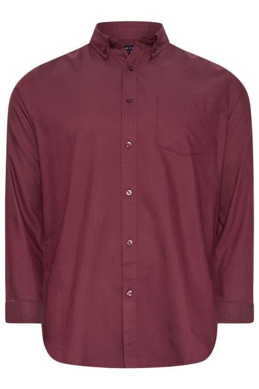 BadRhino Big & Tall Burgundy Red Long Sleeve Oxford Shirt | BadRhino 4