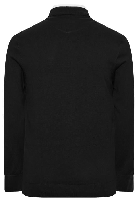 BadRhino Big & Tall Black Cable Knit Mock Shirt Jumper | BadRhino 4