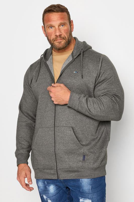 Men's  BadRhino Big & Tall Charcoal Grey Zip Through Hoodie