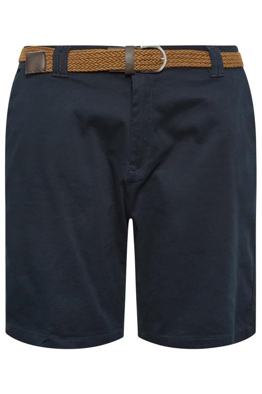 KAM Big & Tall Navy Blue Belted Chino Shorts | BadRhino 4