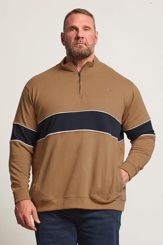 Men's  BadRhino Big & Tall Tan Brown Quarter Zip Sweatshirt