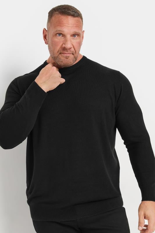 BadRhino Big & Tall Black Crew Neck Knitted Jumper | BadRhino 2