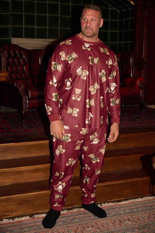 Men's  BadRhino Big & Tall Red Teddy Bear Pyjama Set