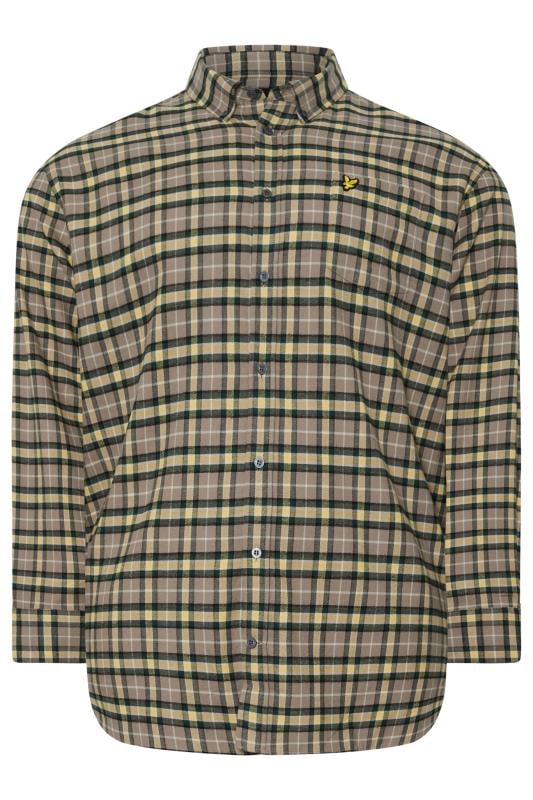 LYLE & SCOTT Big & Tall Stone Brown & Yellow Check Shirt | BadRhino 1