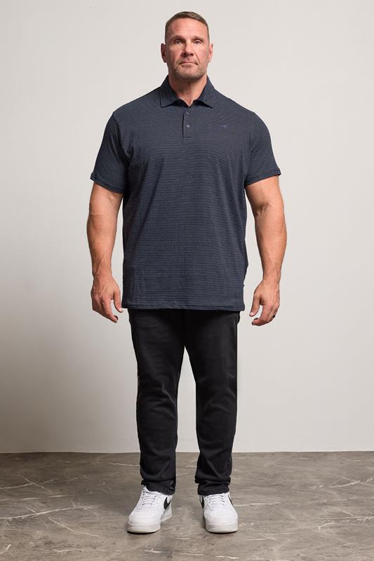 D555 Big & Tall Navy Blue Embroidered Jersey Polo Shirt | BadRhino 2