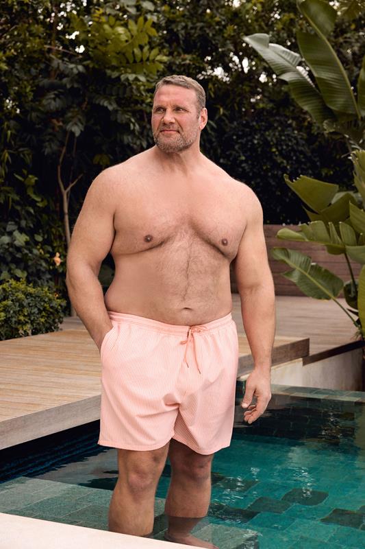  BadRhino Big & Tall Pink Stripe Seersucker Swim Shorts