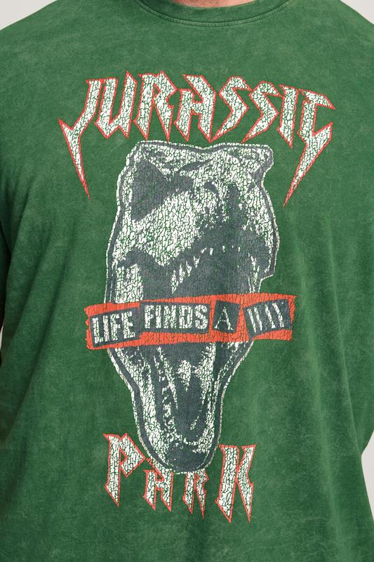 BadRhino Big & Tall Green Acid Wash Jurassic Park Graphic T-Shirt | BadRhino 4