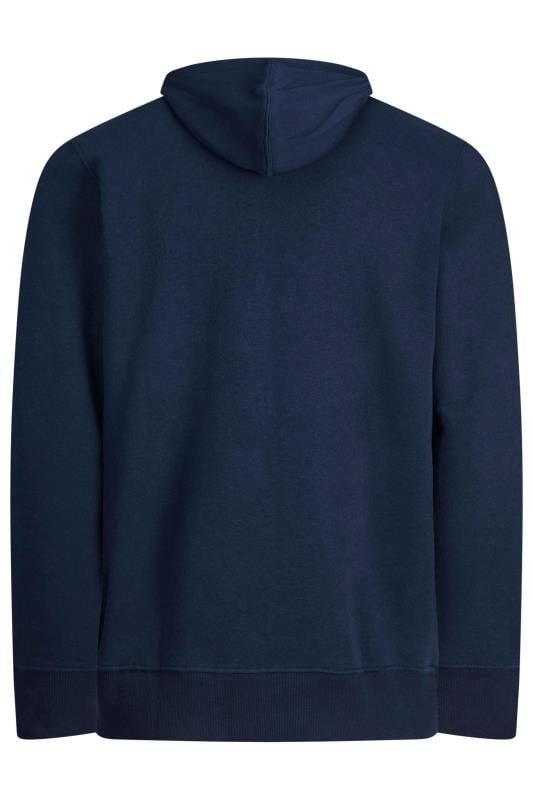 JACK & JONES Big & Tall Navy Blue Zip Through Hoodie | BadRhino 2