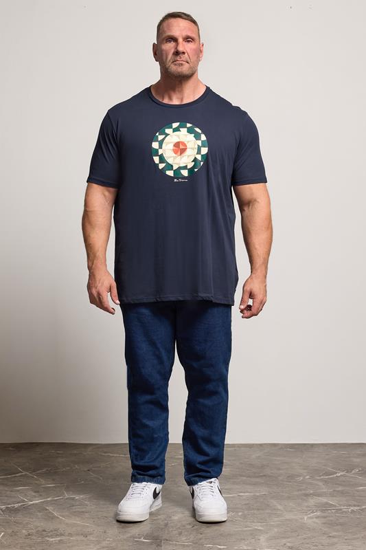 BEN SHERMAN Big & Tall Navy Blue Signature Target Printed T-Shirt | BadRhino 2
