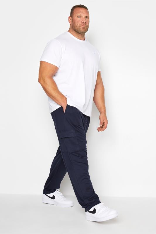 Men's Cargo Trousers KAM Big & Tall Navy Blue Cargo Joggers