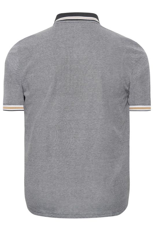 BadRhino Big & Tall Grey Stripe Placket Polo Shirt | BadRhino 4