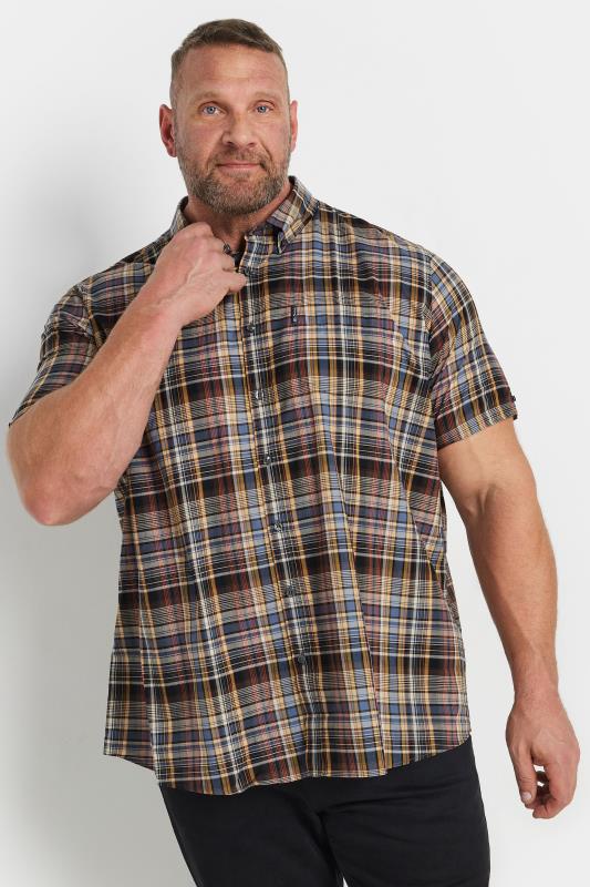 BEN SHERMAN Big & Tall Blue Gradient Check Shirt | BadRhino 1