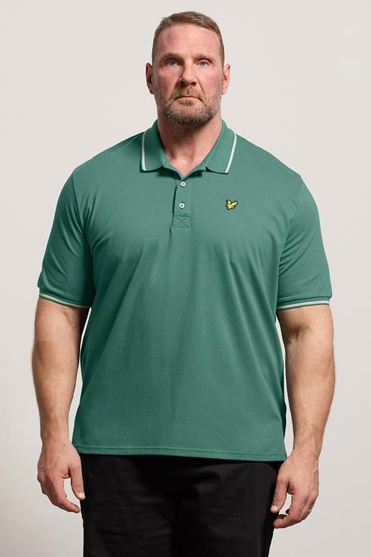 LYLE & SCOTT Big & Tall Everglade Green Tipped Polo Shirt | BadRhino 1