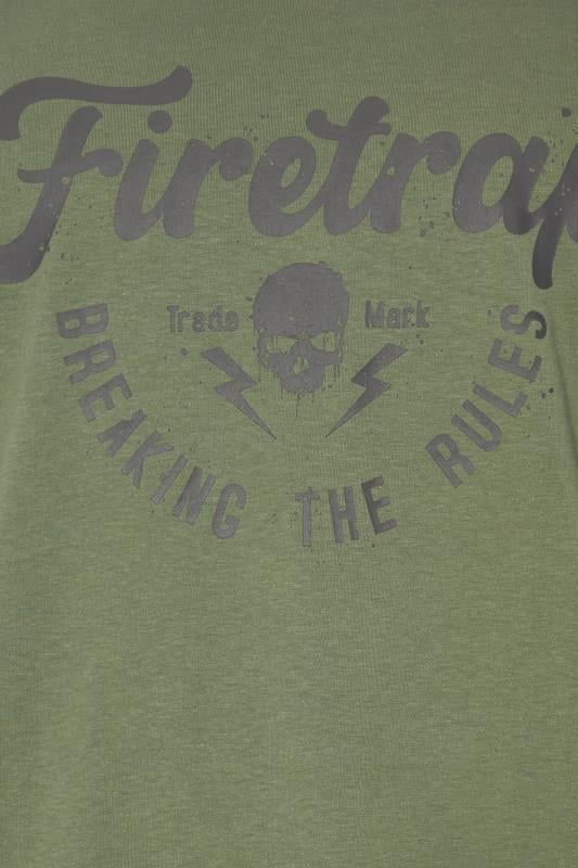 FIRETRAP Big & Tall Khaki Green 'King Skull' T-Shirt | BadRhino 2