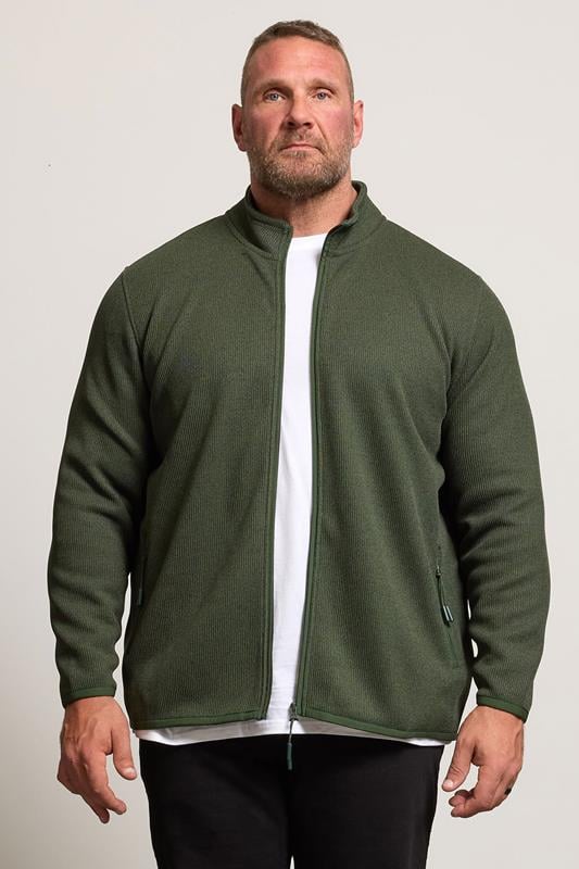 BadRhino Big & Tall Green Full Zip Textured Sweatshirt | BadRhino 1