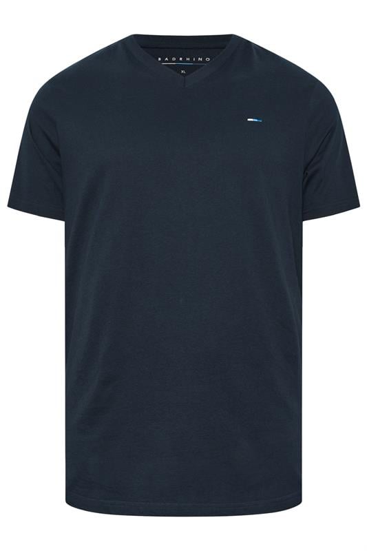 Men's  BadRhino Big & Tall Navy Blue Extra Long V-Neck T-Shirt
