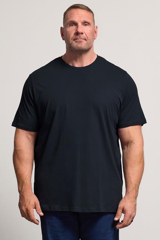 JACK & JONES Big & Tall Navy Blue Jenoa Crew T-Shirt | BadRhino 1