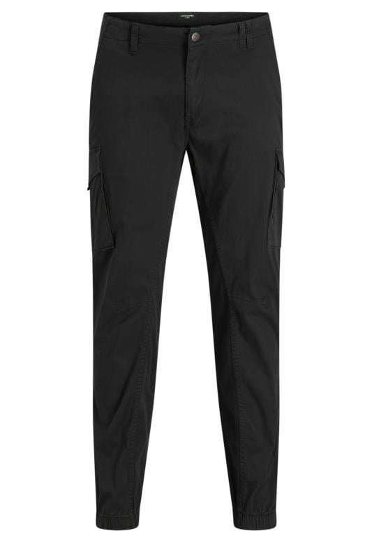 JACK & JONES Big & Tall Black 'Paul' Cargo Trousers | BadRhino 3