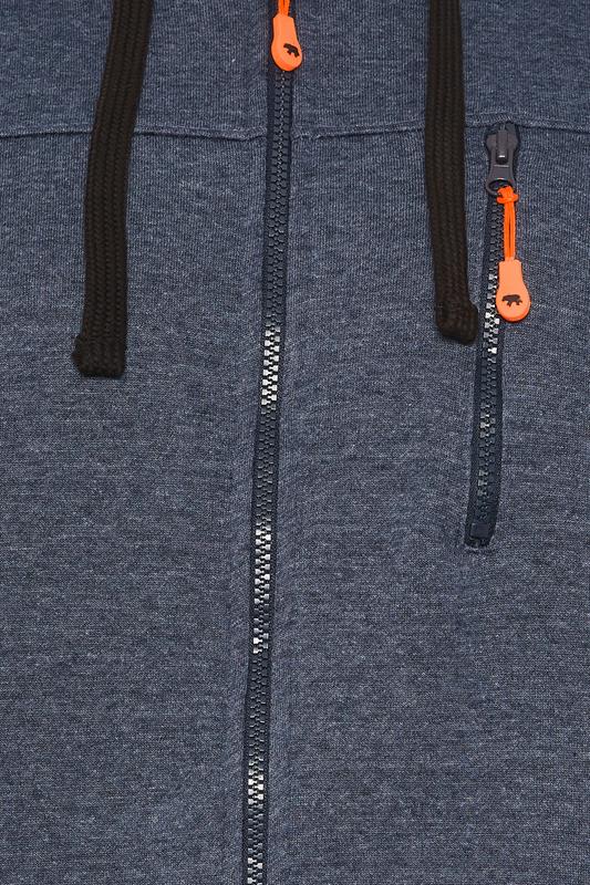 D555 Big & Tall Navy Blue Marl Zip Through Hoodie | BadRhino 6