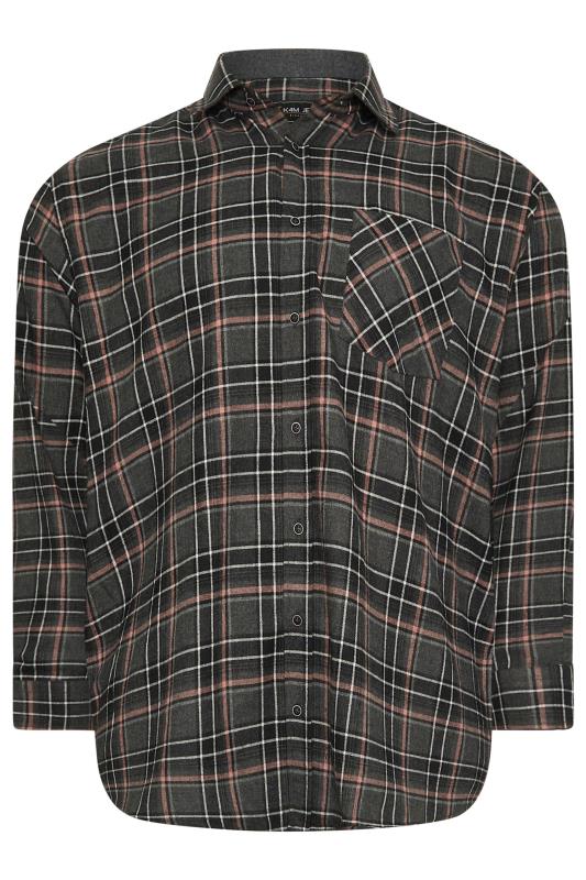 KAM Big & Tall Charcoal & White Checked Premium Flannel Shirt | BadRhino 3