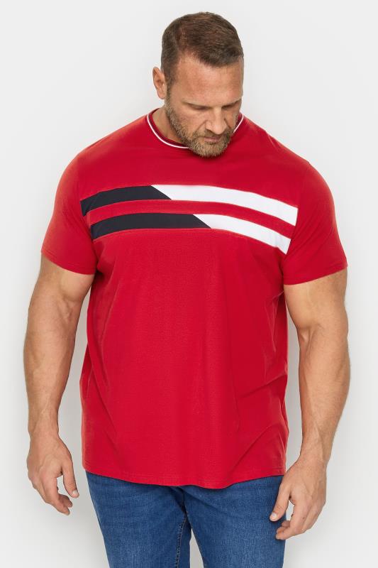 Men's  BadRhino Big & Tall Red & White Chest Stripe T-Shirt