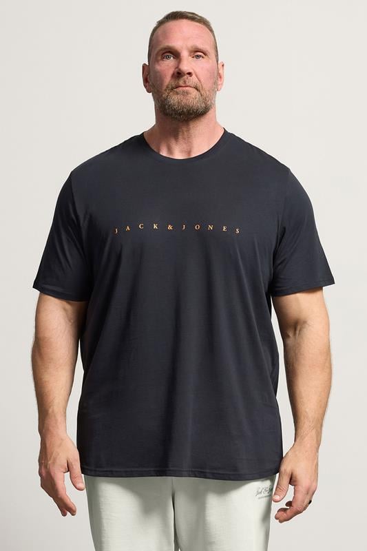  JACK & JONES Big & Tall Dark Navy Blue Slogan T-Shirt