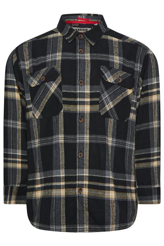 D555 Big & Tall Black Check Overshirt | BadRhino 1