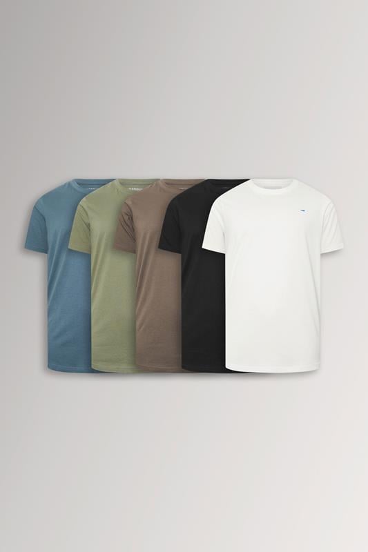  BadRhino Big & Tall 5 PACK Black/Green/Off White/Brown/Blue T-Shirts