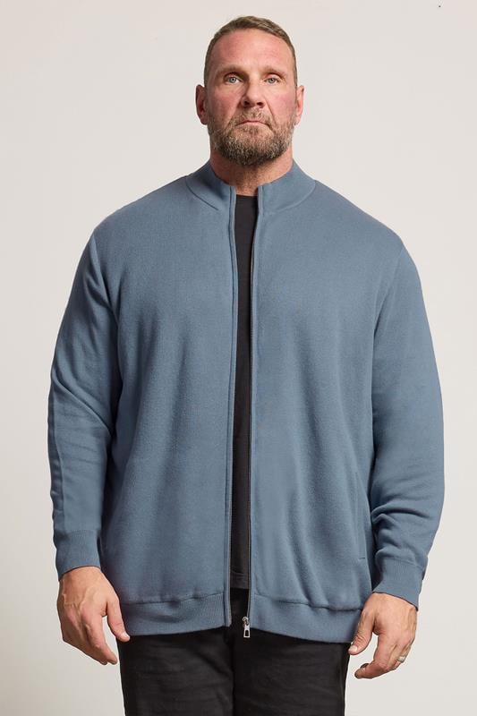 Men's  BadRhino Big & Tall Blue Knitted Borg Zip Up