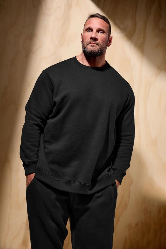 Men's  BadRhino Big & Tall Black Premium Crew Neck Sweatshirt