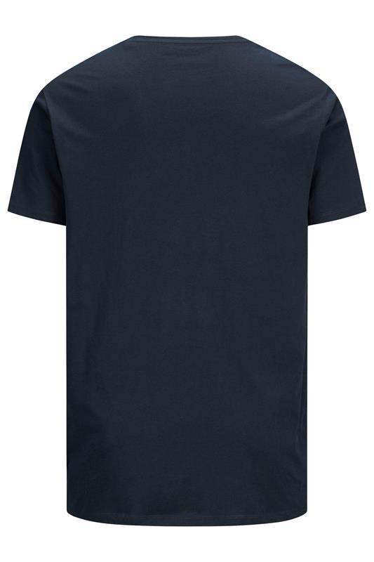 JACK & JONES Big & Tall Navy Blue Jenoa Crew T-Shirt | BadRhino 2