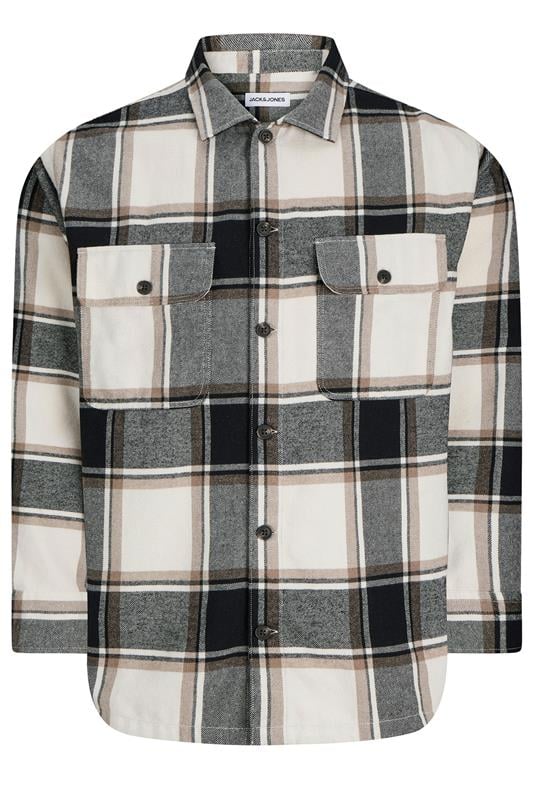 Men's  JACK & JONES Big & Tall Crockery White Check Overshirt