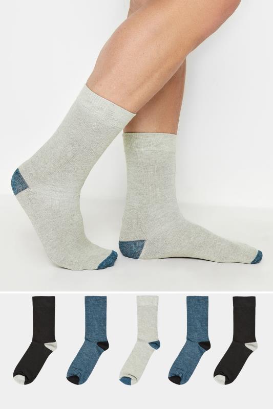 Men's  BadRhino Blue 5 Pack Heel & Toe Socks