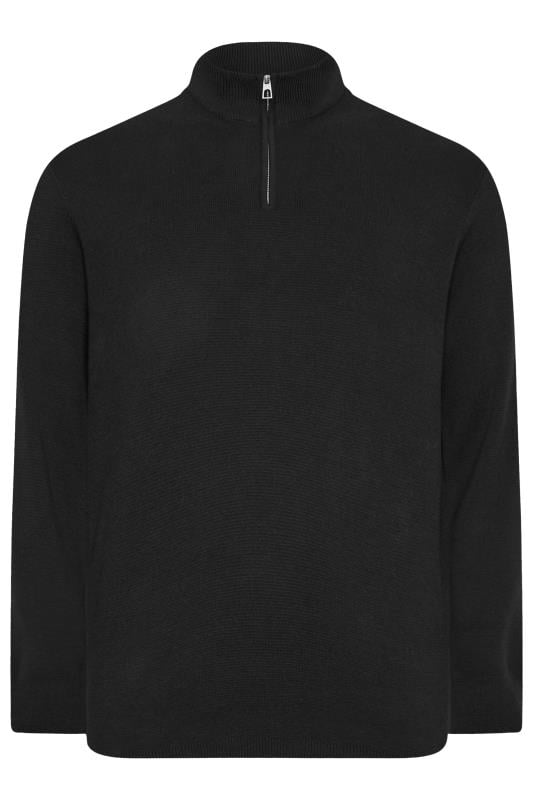 BadRhino Big & Tall Black Milano Quarter Zip Jumper | BadRhino 4