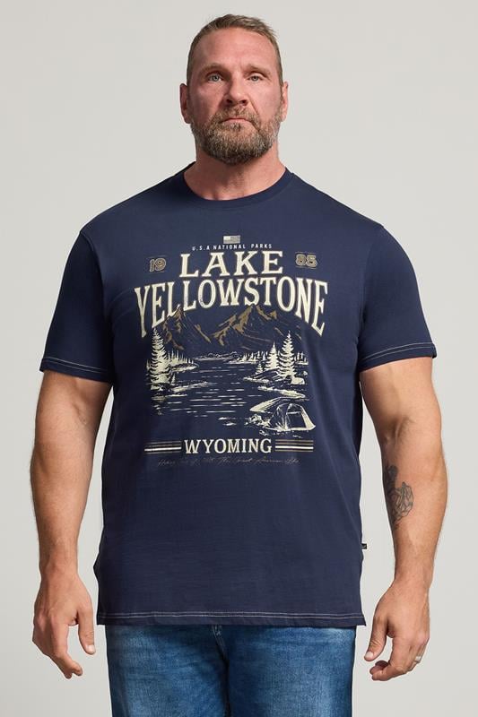  KAM Big & Tall Navy Blue Lake Yellowstone Graphic T-Shirt