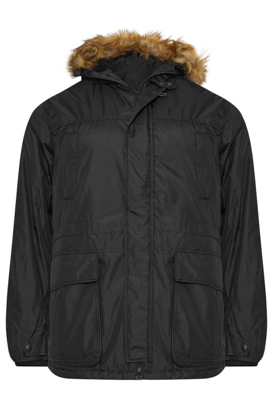 D555 Big & Tall Black Parka Style Hooded Jacket | BadRhino 3