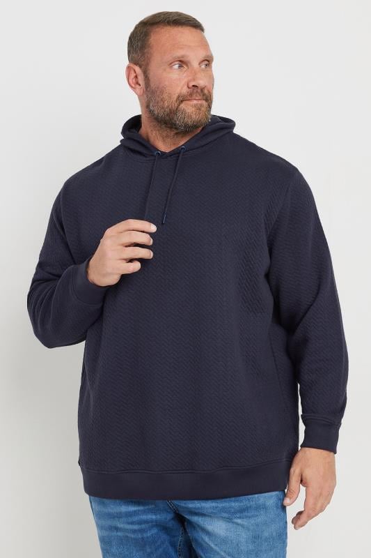 BadRhino Big & Tall Navy Blue Chevron Quilted Hoodie 1