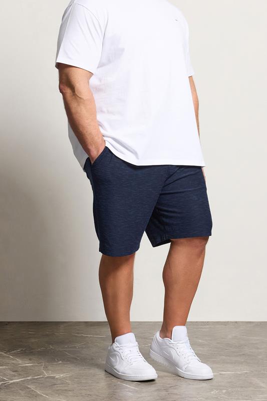 BadRhino Big & Tall Navy Blue Slub Shorts