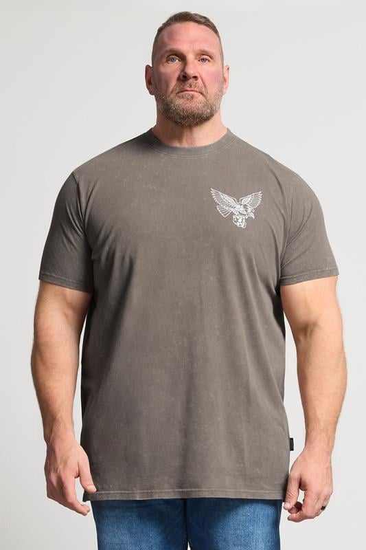 Men's  BadRhino Big & Tall Brown Extra Long Acid Wash Falcon Graphic T-Shirt